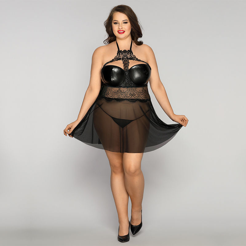 स्लीपिंग ट्रांसपेरेंट लेस स्लीपवियर Babydoll Chemise Pajamas 70kg