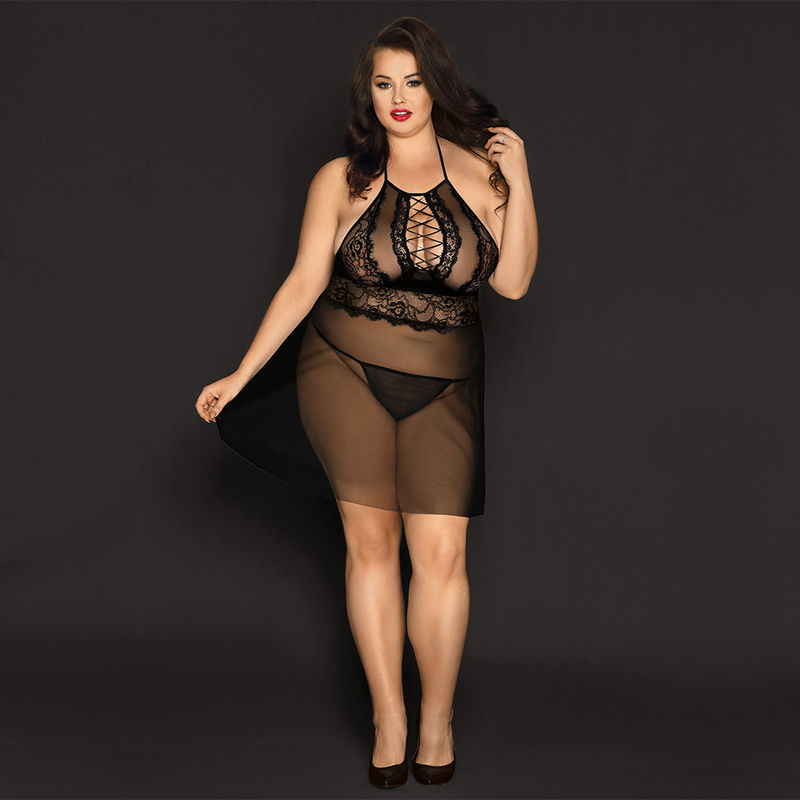 स्लीपिंग ट्रांसपेरेंट लेस स्लीपवियर Babydoll Chemise Pajamas 70kg