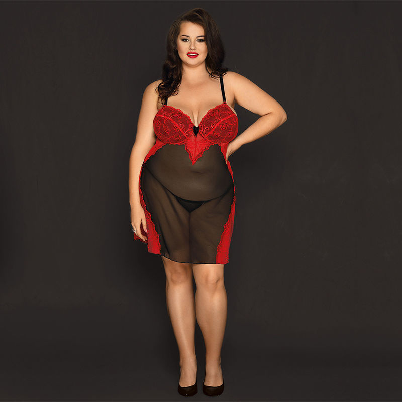 स्लीपिंग ट्रांसपेरेंट लेस स्लीपवियर Babydoll Chemise Pajamas 70kg